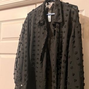 Swiss dots button up top